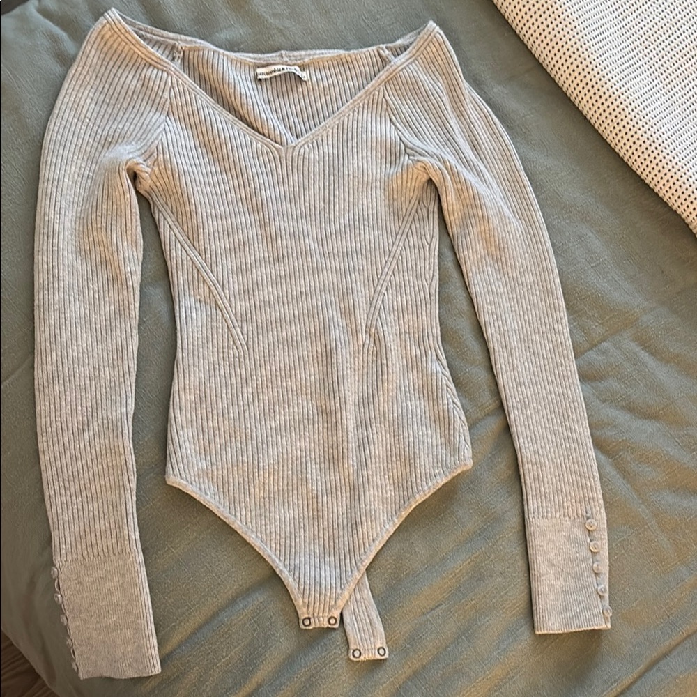 Gray Ribbed Women's Top